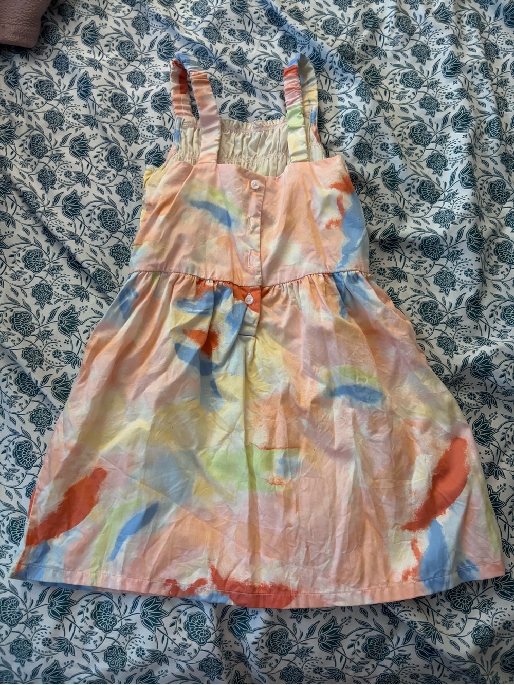 Kids Tie-Dye Sundress in Pastel Peach